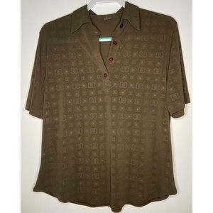 Brown Shimmery Brown Button Down Shirt